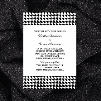 Black Houndstooth Wedding Invite