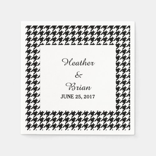 Black Houndstooth Wedding Paper Napkins