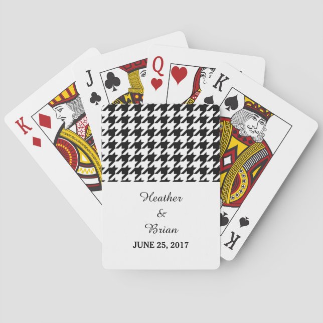 Black Houndstooth Wedding Playing Cards (Back)