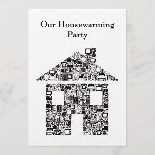 Black House Home Housewarming Party Invitation