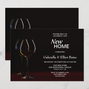 Black Housewarming Wine Glass Party Invitation