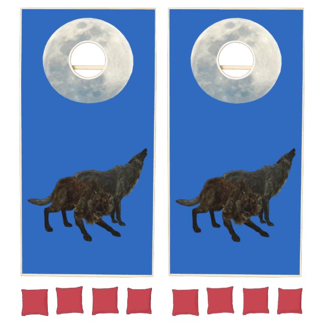 Black Howling Wolves Cornhole Set (Set)