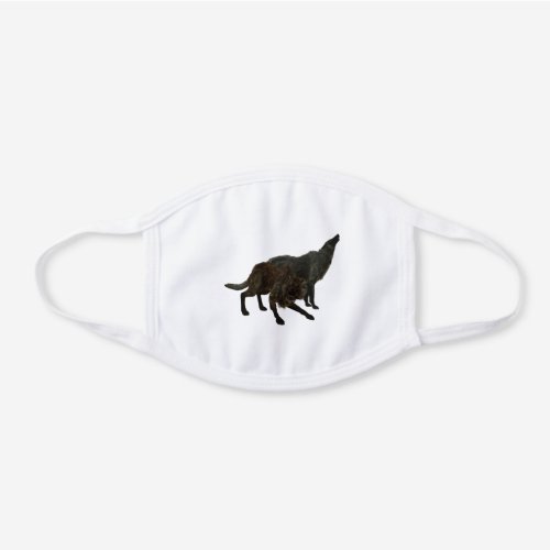 Black Howling Wolves White Cotton Face Mask