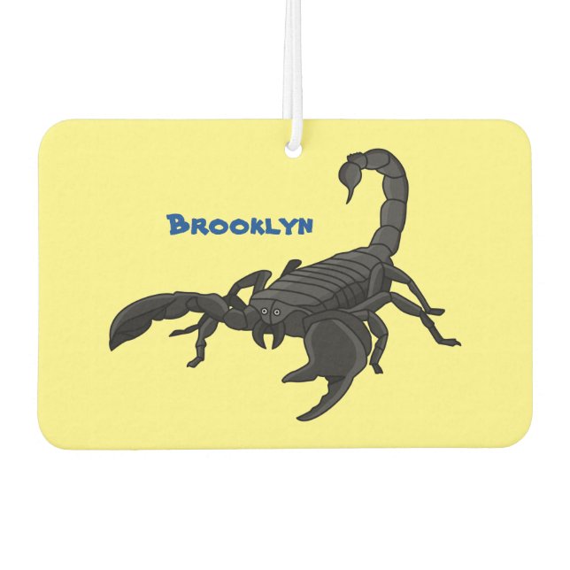 Black hungry scorpion cartoon illustration air freshener (Front)