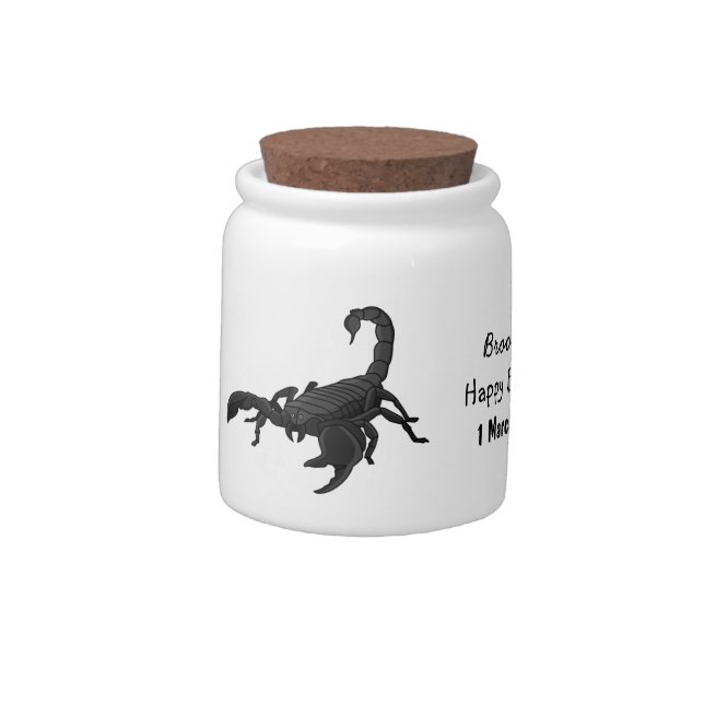 Black hungry scorpion cartoon illustration candy jar (Left)