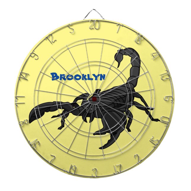 Black hungry scorpion cartoon illustration  dart board (Front)