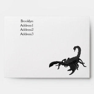 Black hungry scorpion cartoon illustration envelope