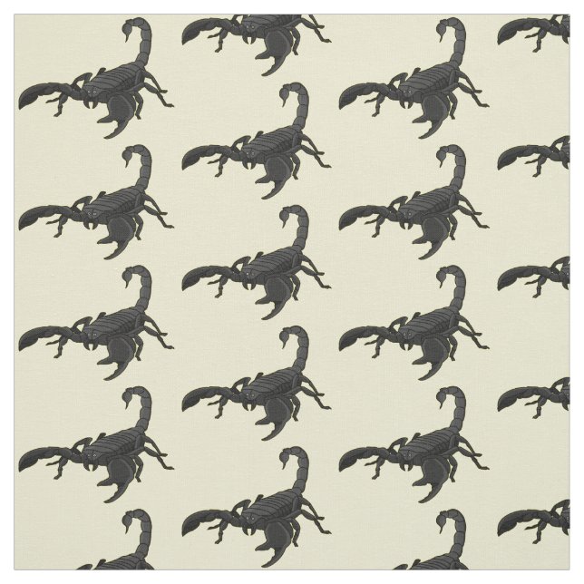 Black hungry scorpion cartoon illustration fabric (Swatch)