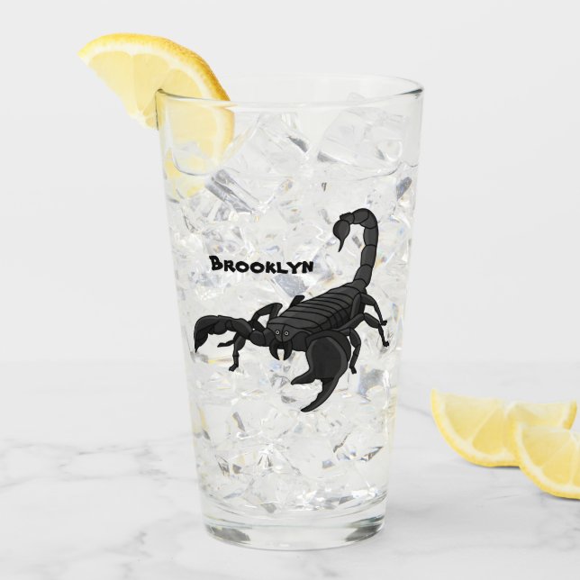 Black hungry scorpion cartoon illustration glass (Front Ice)