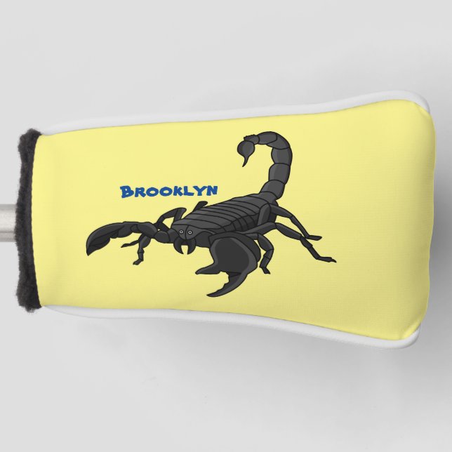 Black hungry scorpion cartoon illustration golf head cover (Front)