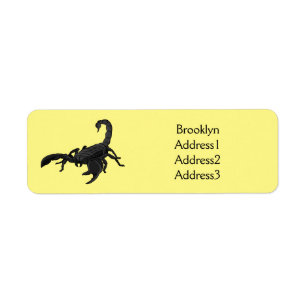 Black hungry scorpion cartoon illustration label