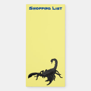Black hungry scorpion cartoon illustration magnetic notepad