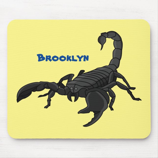 Black hungry scorpion cartoon illustration mouse pad (Front)