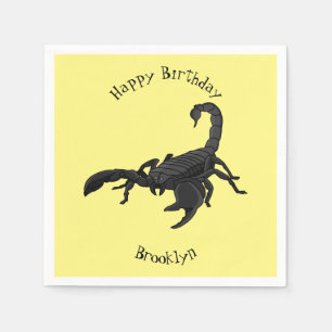 Black hungry scorpion cartoon illustration napkins