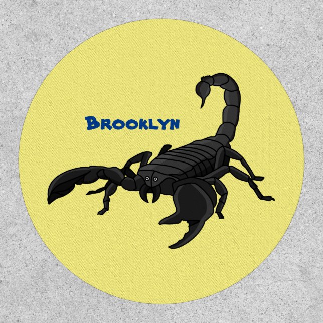 Black hungry scorpion cartoon illustration patch (Front)
