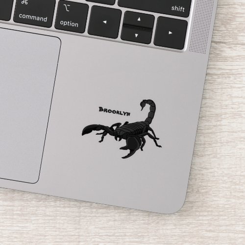 Black hungry scorpion cartoon illustration sticker