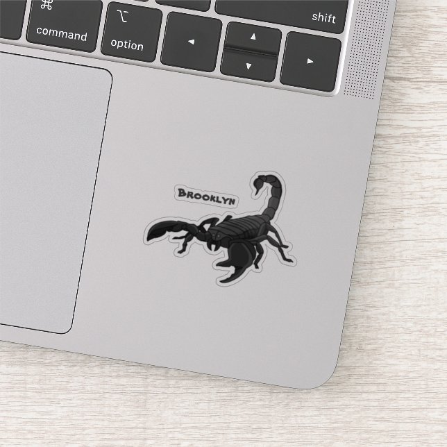 Black hungry scorpion cartoon illustration sticker (Detail)