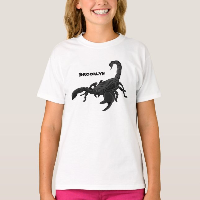 Black hungry scorpion cartoon illustration T-Shirt (Front)