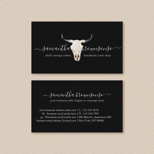 Black Hunter Vintage Deer Skull Business Card