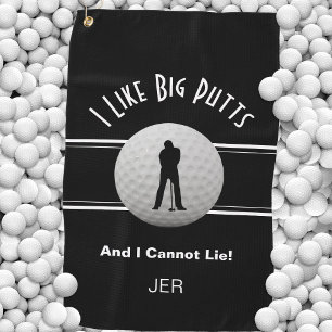 Black I Like Big Putts Golfer Humor Funny Monogram Golf Towel