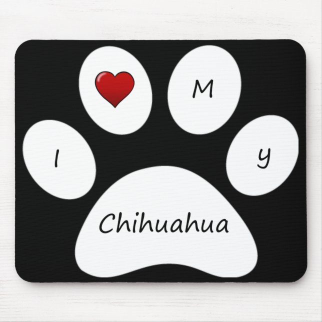 Black I Love My Chihuahua Mouse Pad (Front)