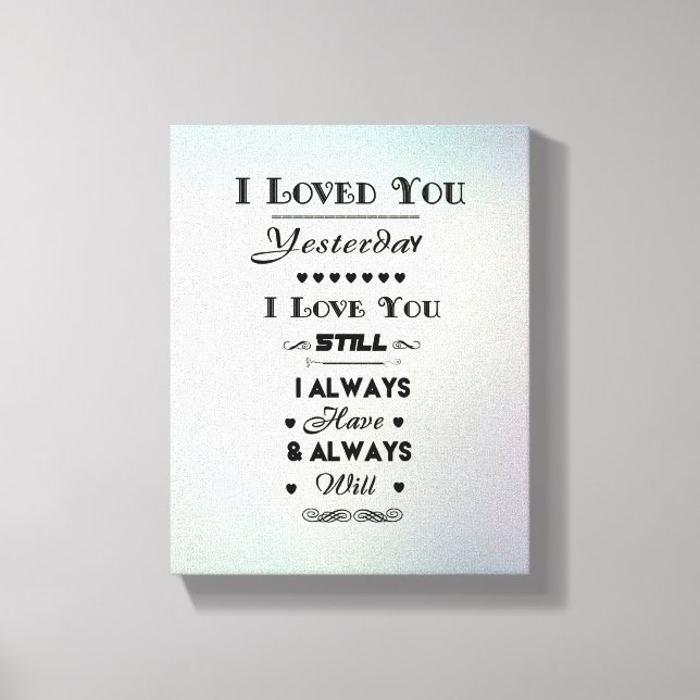 Black I Love You - Canvas Print (Front)