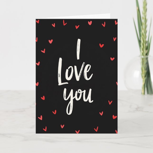 Black I Love You Hearts Card (Front)
