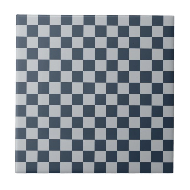 Black ice checkered board pattern ceramic tile (Front)