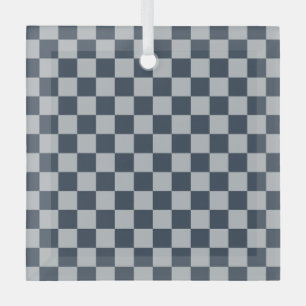 Black ice checkered board pattern glass ornament