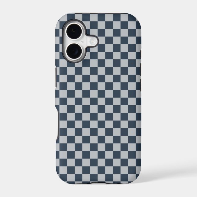 Black ice checkered board pattern iPhone case (Back)
