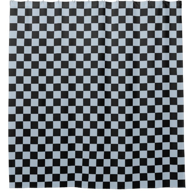 Black ice checkered pattern shower curtain (Front)