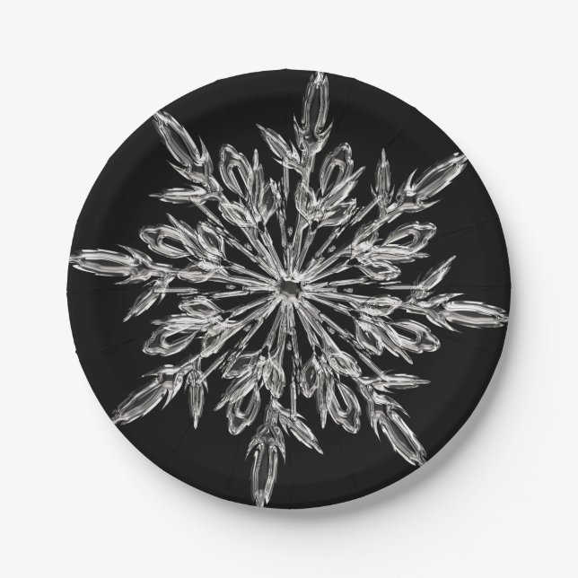 Black Ice Crystal Paper Plates (Front)