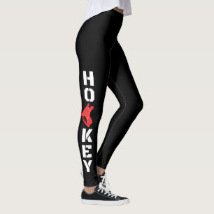Black Ice hockey leggings - red skate