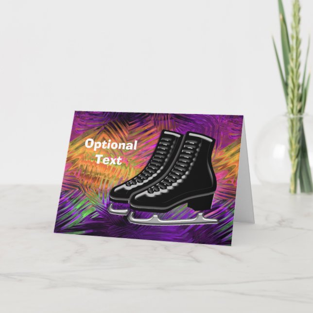 Black  Ice Skates & Technicolor - Customizable Invitation (Front)