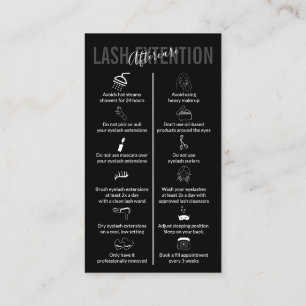 Black Icon Makeup Lash Extension Aftercare Business Card