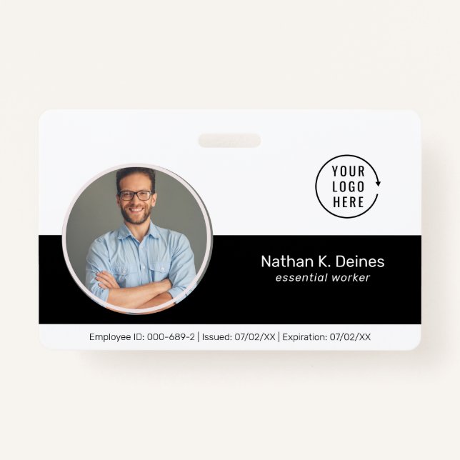 Black ID | Employee Photo ID Company Security Badge (Front)