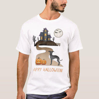 Black Iggy Cute Dog And Halloween Haunted House T-Shirt