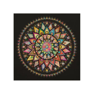 Black image spectrum of mandala colors wood wall art