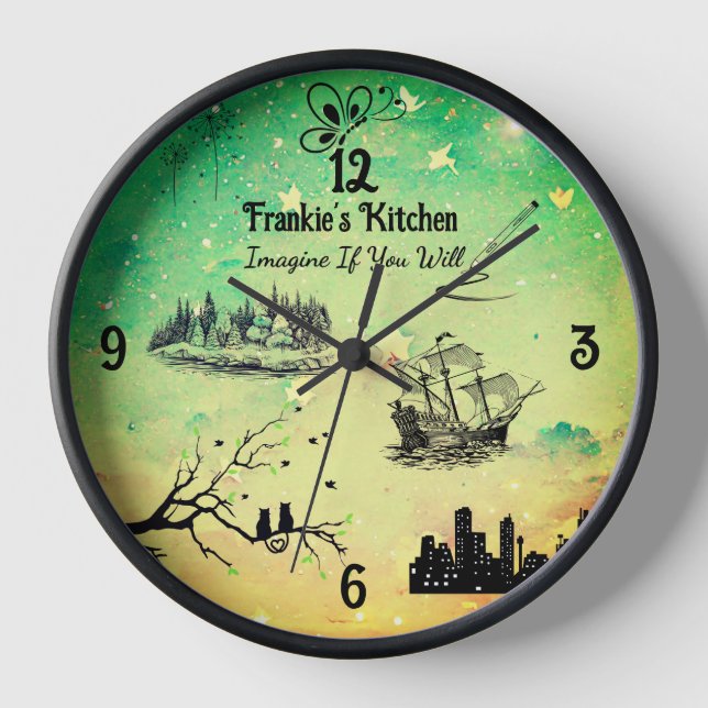  Black 'Imagine If' Wall Clock (Front)