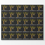 [ Thumbnail: Black, Imitation Gold "1st Birthday" Wrapping Paper ]