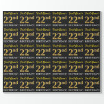 [ Thumbnail: Black, Imitation Gold "22nd Birthday" Wrapping Paper ]