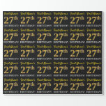 [ Thumbnail: Black, Imitation Gold "27th Birthday" Wrapping Paper ]