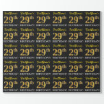 [ Thumbnail: Black, Imitation Gold "29th Birthday" Wrapping Paper ]