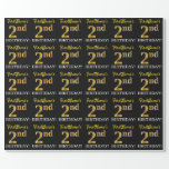 [ Thumbnail: Black, Imitation Gold "2nd Birthday" Wrapping Paper ]