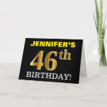 [ Thumbnail: Black, Imitation Gold "46th Birthday" Card ]