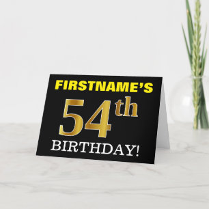 Black, Imitation Gold "54th BIRTHDAY" Card