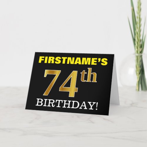 Black Imitation Gold 74th BIRTHDAY Card