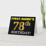 [ Thumbnail: Black, Imitation Gold "78th Birthday" Card ]