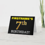 [ Thumbnail: Black, Imitation Gold "7th Birthday" Card ]