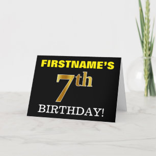 Black, Imitation Gold "7th BIRTHDAY" Card